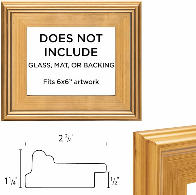 Creative Mark Plein Air Style Frame, Hand Leafed Gold, 6x6-2.75" Wide Moulding with 1/2" Rabbet Depth, Open Back W/O Glazing, Museum Quality, For Art Panels, Stretched Canvas, Pictures & More
