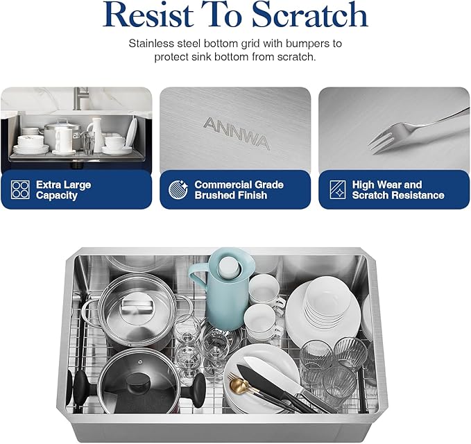 30x18 Inch Stainless Steel Kitchen Sink Undermount Workstation 16 Gauge 10 Inch Deep Single Bowl Handmade Basin with Accessories Multifunctional Workstation Set