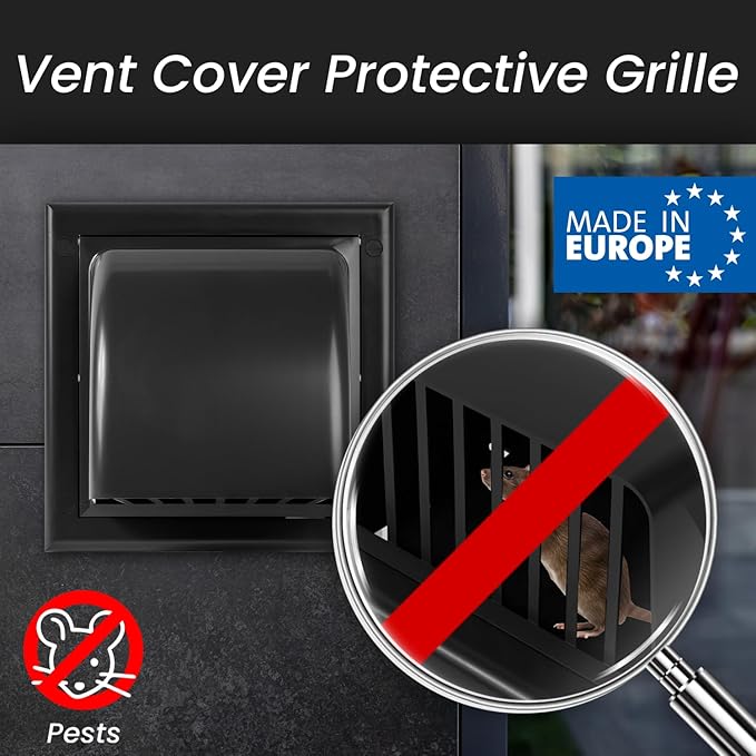 Repa Market 4 Inch Dryer Vent Cover Outside with Backdraft Damper - Black ABS Plastic Exhaust Vent Hood - Wall Vent Cover - Outside Dryer Vent Cover for Dryer Vent Hose, Bathroom Vent Cover, AC Vent