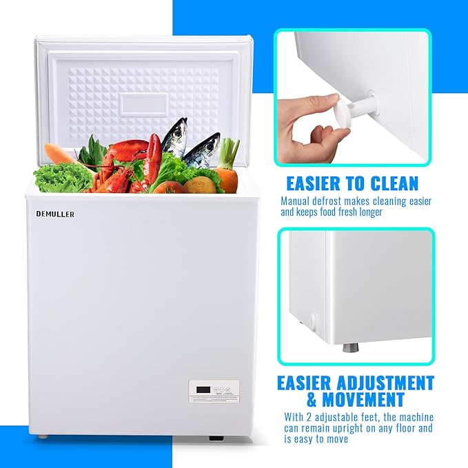 Chest Freezer Ultra-Low Temperature Deep Freezers (Down to -11.2 ℉) with Two Removable Baskets Accurate Display of Cabinet Temp Freestanding White