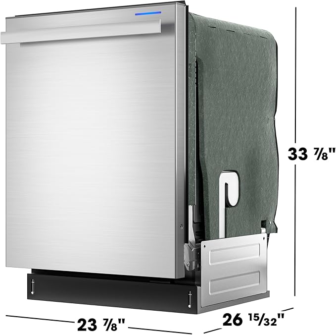 SHARP SDW6757ES Slide-In Dishwasher, Stainless Steel Finish, 24" Wide, Soil Sensors, Premium White LED Interior Lighting, Smooth Glide Rails, Heated Dry Option, Responsive Wash Cycles, Power Wash Zone