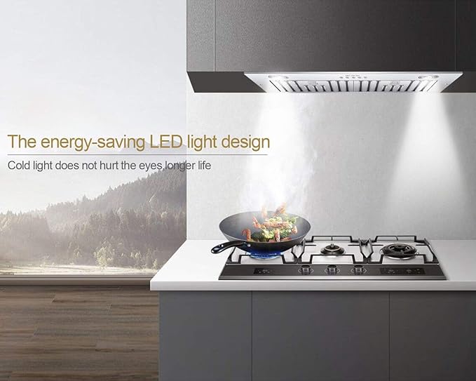 MCBON Range Hood Insert 30 inch, 600 CFM Vent Hood Insert, Ultra-quiet Range Hood Insert, Built In Kitchen Hood, Insert Range Hood, Stainless Steel range hood, IE71-30