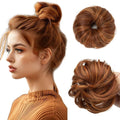 CJL HAIR 2PCs Small Cute Messy Bun Hair Piece for Thin Hair Women Mini Synthetic Curly Bun Scrunchies Updo Hairpieces Tizian Red