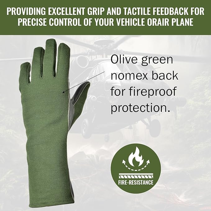 Nomex Flight Gloves, Leather Work Gloves for Men, Soft Durable Sheep Skin Leather Driving, Flying, Gardening Hunting Gloves