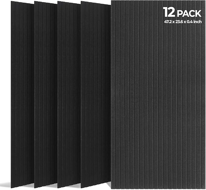 SODOCT 12 Pack Large Acoustic Panels, 47.2" X 23.6" X 0.4" Sound Proof Panels for Walls, High Density Sound Absorbing Panels for Home Studio & Office, Black