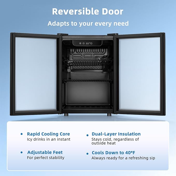 Antarctic Star 1.7 Cu.Ft Beverage Refrigerator 68 Can or 16 Bottle Capacity with Seamless Glass Door, Digital Control & Quiet Compressor, Freestanding Mini Fridge for Bar, Kitchen, Office - Silver