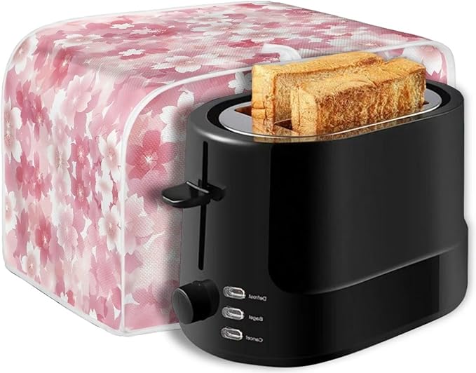 Pink Cherry Blossom Print 2 Slice Toaster Cover Foldable Kitchen Small Appliance Cover Dust and Fingerprint Protection,Machine Washable