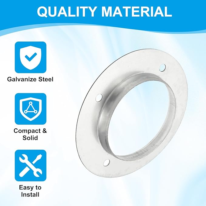 PATIKIL 4 Inch Duct Connector Flange, Metal Straight Pipe Exhaust Flange Duct Mounting Plate for Heating Cooling Ventilation HVAC System, Galvanize Steel