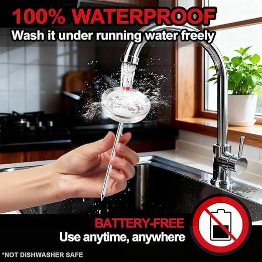Meat Thermometer Cooking Thermometer Stainless Steel Kitchen Thermometer Temperature Labeled for Poultry Pork Beef 2Pcs