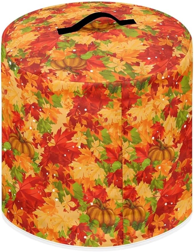 Insulated Pressure Cooker Appliance Dust Cover with Top Handle and Storage Pockets Kitchen Appliance Protector 3 Quart Rice Cooker, Thanksgiving Day Maple Leaf