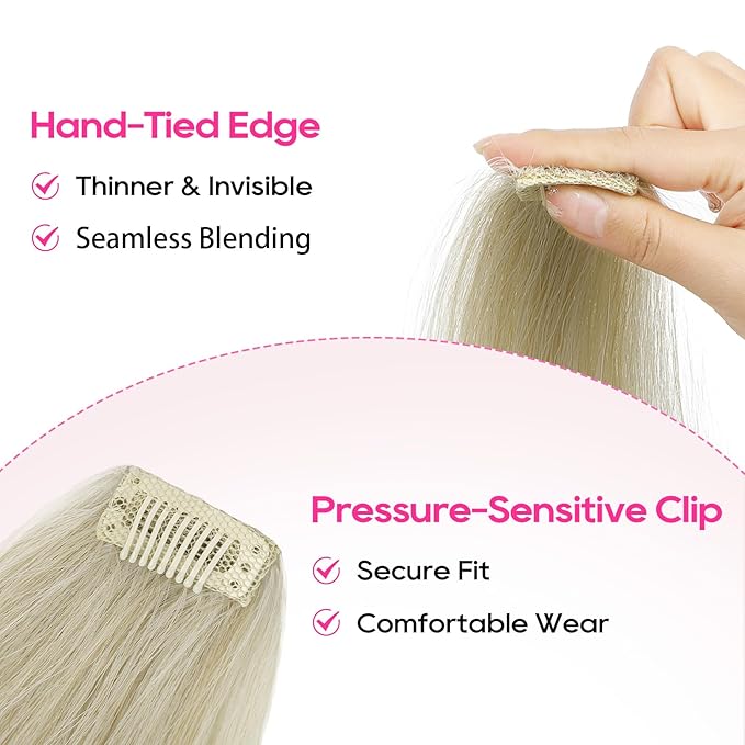 REECHO Clip in Hair Volumizer, Short Thick Clip in Hairpieces Adding Extra Hair Volume Extensions for Women with Thin Fine (Pearl Platinum, 8 Inch(Pack of 4))