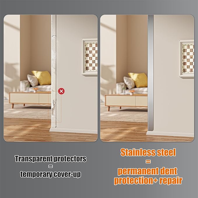 1x1x48 Inches 304 Stainless Steel Wall Corner Guards (5-Pack) Heavy Duty Rounded Corner Protector, Smooth Folded Edge Design for Wall Protection Stainless Steel Slab