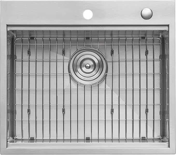 Ruvati 25 x 22 inch Workstation Drop-in Tight Radius Topmount 16 Gauge Stainless Steel Ledge Kitchen Sink Single Bowl - RVH8023