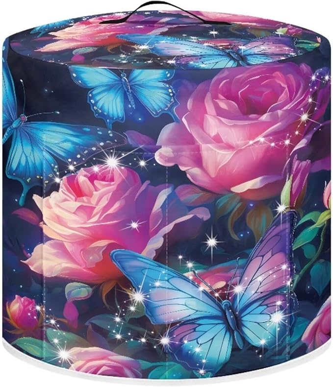 Flashideas Butterfly Roses Pressure Cooker Cover for Women Insulated Rice Cooker Cover with Easy to Clean Lining Waterproof Dust Cover with Pockets for Instant Pot 6 Quart Appliance Cover