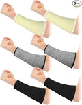 Sintege 3 Pairs Arm Protectors for Thin Skin and Bruising Cut Resistant Forearm Sleeve Level 5 Arm Burn Protection Sleeve (Black, Beige, Grey,7.9 Inch)