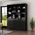 MOUMON Pantry Storage Cabinet with 4 Drawers & 4 Doors, Large Kitchen Pantry Cabinet with Shelves, Hutch Storage for Kitchen Living Room Hallway, Black, 15.7”D x 63”W x 78.7”H