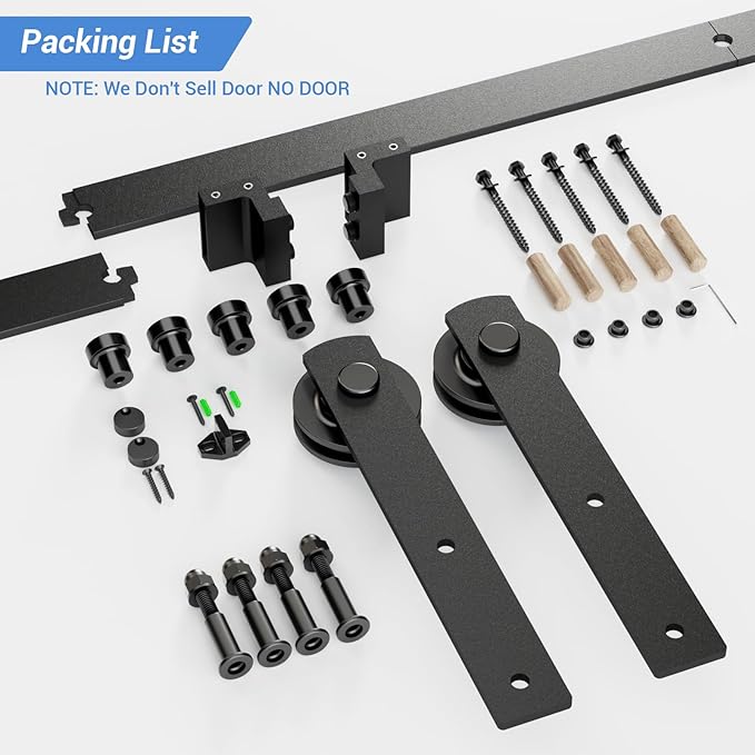 CCJH 6 Feet Heavy Duty Sturdy Sliding Barn Door Hardware Kit -Smoothly and Quietly -Easy to Install Fit 36" Wide Door Panel (I Shape Hanger)