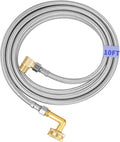 Dishwasher Installation Kit, Braided Stainless Steel Dishwasher Connector, 10 FT Water Supply Line with 3/8 Inch Compression Ends, 3/8 Inch MIP Elbow and 3/4 Inch FHT Elbow, Short Distance Connection