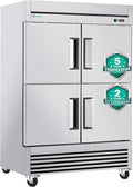 54" Commercial Refrigerator 49 Cu.Ft, Stainless Steel Half-Door Reach-in Fridge, 33-40℉, Air Cooling, LED Light, 6 Shelves, R290, ETL