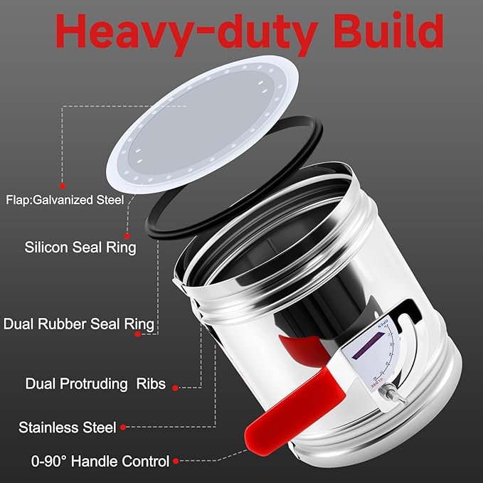3 Inch HVAC Duct Manual Volume Backdraft Damper,Stainless Steel Airflow Control Valve With Adjustment Handle,Duct Damper for HVAC Ventilation System (3inch)