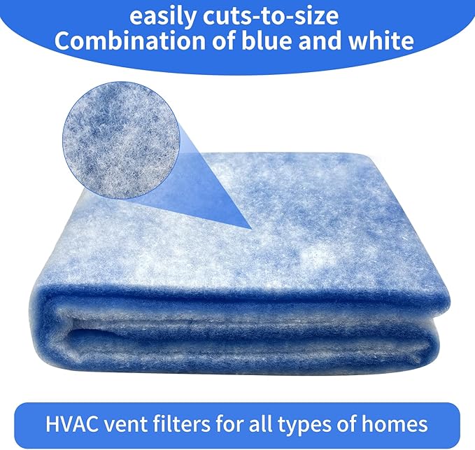 Air Vent Filters,20''x90'' Cut to Fit Air Filter Material,MERV 8 Reusable 3-Layer Air Vent Filter for Home Floor, Grilles, Ceiling, HVAC Furnace Vents, With Adhesive Tape