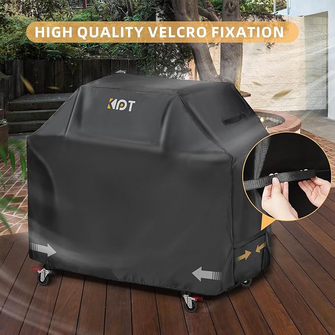 KPT 64 Inch Grill Cover for Outdoor Grill - Heavy Duty Waterproof 420D BBQ Cover with Hook, Air Vent, Buckle - Gas Grill Cover, UV & Fade Resistant, BBQ Grill Cover for Weber, Nexgrill, Char Broil