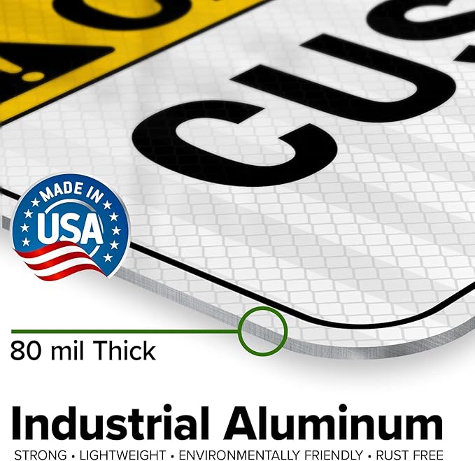 Custom Caution Sign, Ansi Sign, Osha Compliant, 12x18 Inches, 3M EGP Reflective, Rust Free .063 Aluminum, Fade Resistant, Made in USA by My Sign Center