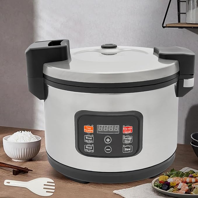 13.5Qt Rice Cooker, 110V 1850WCommercial Electric Rice Cooker, Rice Cooker Fast Cooking with Time Display & CookingTime Preset for Restaurant