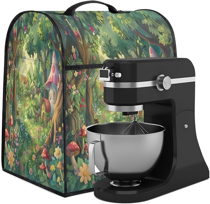 Kitchen Aid Mixer Cover Forest Castle Tree Stand Mixer Cover Compatible with 6-8 Quarts Stand Mixers, Dust Covers with Zipper Pocket Foldable Washable Kitchen Aid Organizer Bag