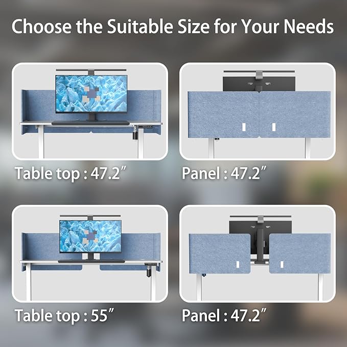 Desk Privacy Panel,2PCS L-Shaped Clamp-On Office Desk Divider,2-in-1 Adjustable Acoustic Desktop Partition Or Under Desk Modesty Screen,for Office,Home,Felt(Blue, 47.2" x 17.7")
