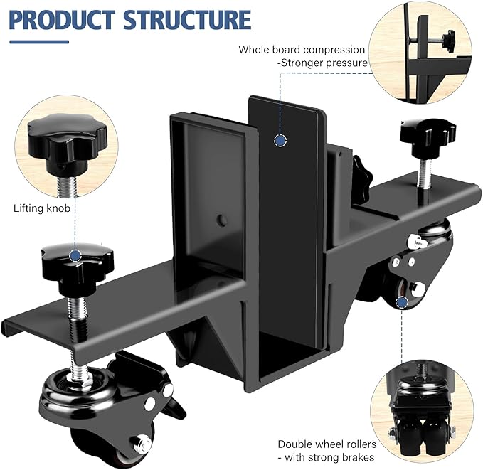 Heavy Door Installation Kit, Dolly Kit with Wheels ，Upgraded with Dual Wheels-Greater Load Bearing Capacity ，Adjustable Distance 0.8 "to 2.3", Used for Transporting Various Types Doors (Black)