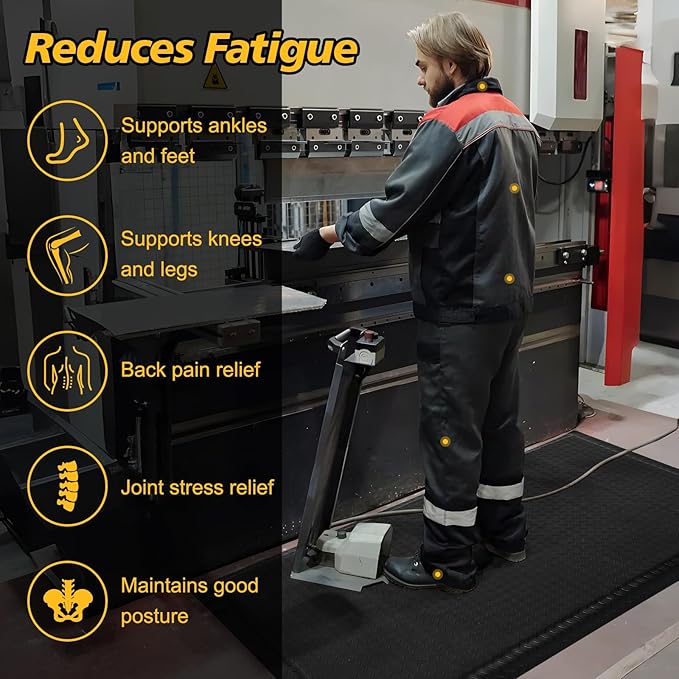 Anti Fatigue Mats Industrial 3' x 6' 15/16" Thick Ergonomic Standing Mat Commercial Kitchen Mat Heavy Duty Diamond Plate Cushioned Shop Floor Mats Helps Relieve Back and Leg Soreness