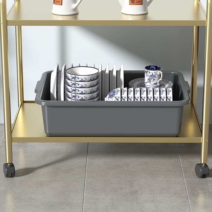 13 L Plastic Bus Tubs, Commercial Bus Box, 17.71" x 12.59" x 4.72", Grey, 12 Packs