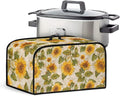 Sunflower Crock Pot 6-8 Quart Floral Slow Cooker Cover Dust Cover Slow Cooker Bag Soft Slow Cooker Dust Cover with Mesh Pocket for Accessories Portable Convenient Dust Resistant