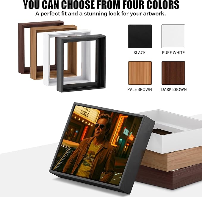 ART Canvas Floater Frame Fits 1”–1.25”Deep Gallery-Wrapped Canvas, Wood-Look Floater Frames for Finished Stretched Canvas Prints, Wall Oil Paintings Artwork for Home Bedroom (White, 28" x 30")