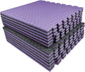 AIRHOP Upgraded 0.79" Extra Thick 48 Sq Ft High-Density Eva Foam Exercise Gym Mats, 12 Pcs Large Interlocking Puzzle Floor Tiles (24"x24") for Home Gym, Black&Purple