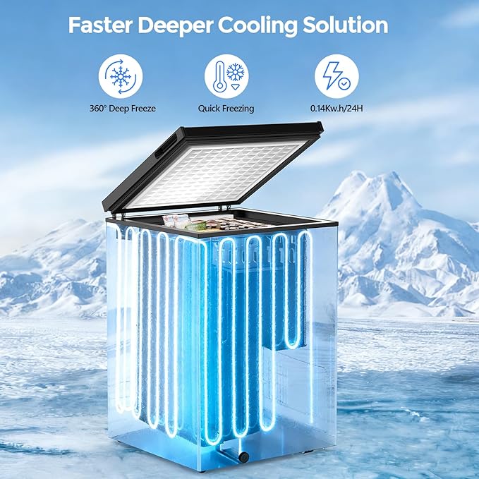 COWSAR 3.5 Cu.Ft Chest Freezer, 14℉ to -40℉ Ultra-Low Temperature Deep Freezer with 2 Removable Stainless Steel Baskets, Electronic Control, 7 Level Adjustable Thermostat