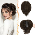 BARSDAR Claw Clip Short Human Hair Ponytail Extension with Bendable Metals - DIY Styles 8 Inch Real Human Hair Dark Brown Mix Messy Bun Hairpieces for Women - Thick Natural Short Ponytail Daily