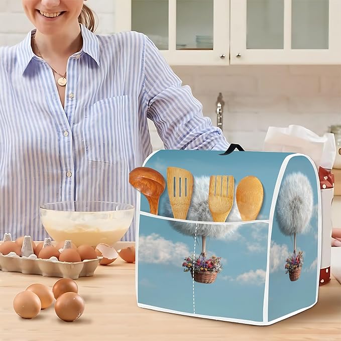 Mixer Dust Cover for 6-8 Qt Stand Mixer, Cloth Cover with 2 Storage Pockets for Stand Mixer Protective Covers Large for 6-8 Quart Mixer
