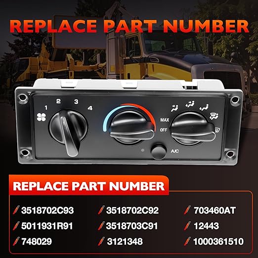 3518702C93 A/C Hearter Climate Control Module Panel Compatible with 2000-2021 International 9100 9200 9400 9900 5500I 5600I HX515 HX615 Replace 3518702C92 703460AT 5011931R91