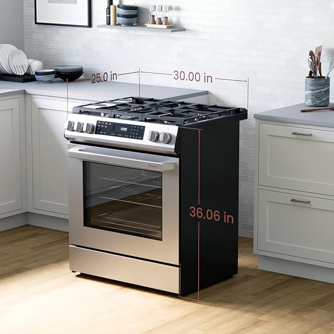 Rangaire RRG303GS 30" Glass Touch Gas Range Oven - Stainless Steel, Sealed Burners, True Convection, Self Cleaning, Easy Reach Racks