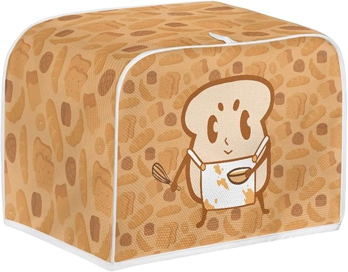 Cartoon Bread Print Toaster Covers 2 Slice Bread Maker Covers Toaster Oven Cloth Cover Kitchen Accessories Cover with Handle Dust Protection