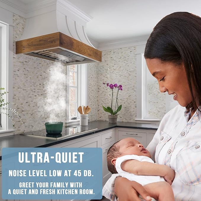 Akicon Range Hood Insert 36 Inch, Ultra Quiet, Powerful Suction Built-in Kitchen Vent Hood, Stainless Steel Ducted Stove Hood with Dimmable LED Lights Warm White, 3-Speeds 600CFM