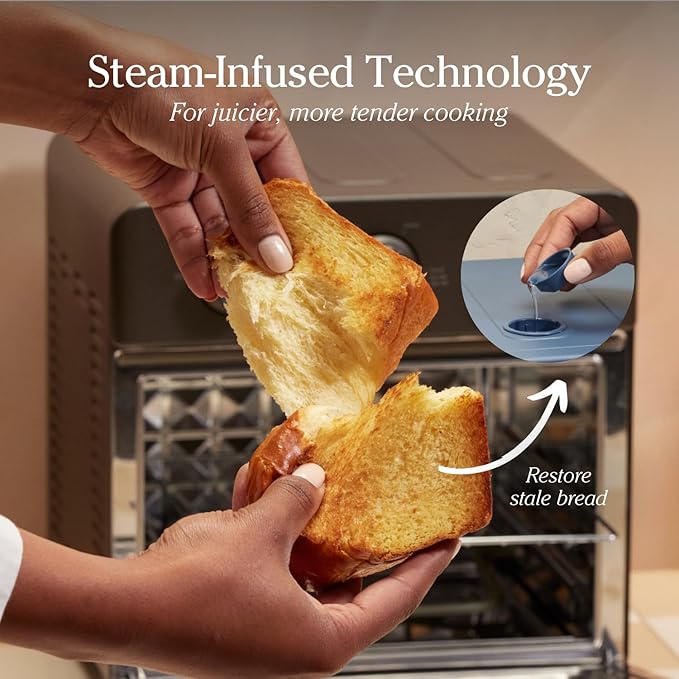 Our Place Wonder Oven | 6-in-1 Stainless Steel Air Fryer Toaster Oven Combo with Basket, Rack, Pan & Tray | Compact 13 QT Countertop Capacity - Toast, Roast, Bake, Reheat, Broil & Steam | Blue Salt