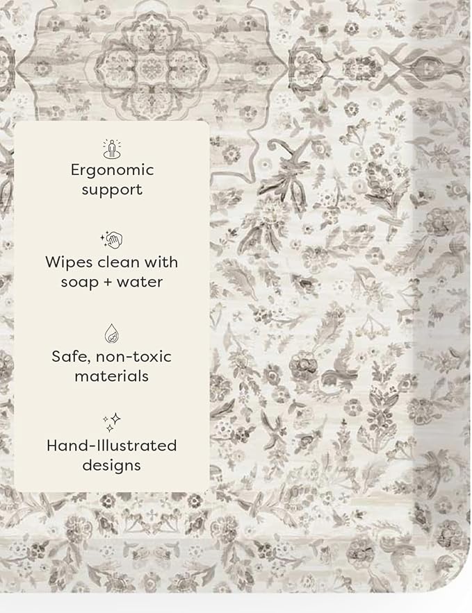 House of Noa Nama Standing Mat – Anti-Fatigue Cushioned Kitchen Mats for Floor | Ergonomic Bounce-Back Foam Kitchen Mats | Anti-Fatigue Mats for Kitchen & Standing | Emile Latte | 30" x 72"