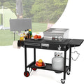 IRONWALLS Outdoor Grill Table Cart, 31"L x 17" W Folding Grilling Cart with Wheels, Portable Griddle Stand Pizza Oven Table, Food Prep Table, Wood-fire Grill Stand for Barbecue, Camping