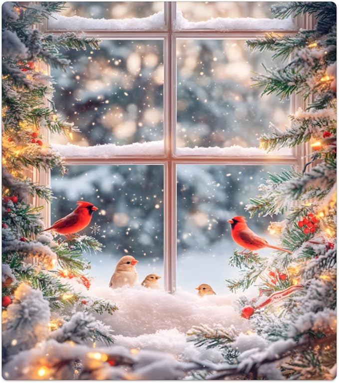 Christmas Tree Cardinal Snow Dishwasher Magnet Cover for The Front Dishwasher Door Cover Panel Decals Magnetic Refrigerator Cover for Kitchen Farmhouse Home Decor（23 X 26 in）