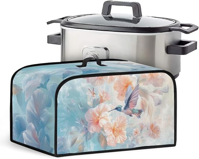 Hummingbird Floral Slow Cooker Dust Cover Oval 6-8 Qt Slow Cooker Cover Holder Small Appliance Covers Accessory Set Keep Clean Kitchen Decor