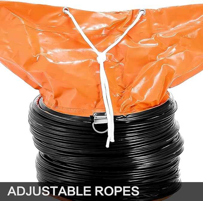 25FT PVC Flexible Duct Hose, HVAC Duct Hosing Flame Retardant for Ventilator Utility Blower Fan with Adjustable Rope and D-Ring, Easy Storage (12inx25ft)