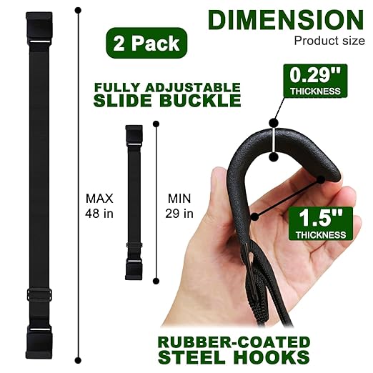 GripHandle Metal Double-Claw Trash Can Lid Lock Strap for Animals,Bungee Cord with Hooks for Trash Bin Garbage Pail,Outdoor Outside Trash Lid Holder to Keep Raccoons Out,Fits 20-96 Gallon Cans - 2Pcs